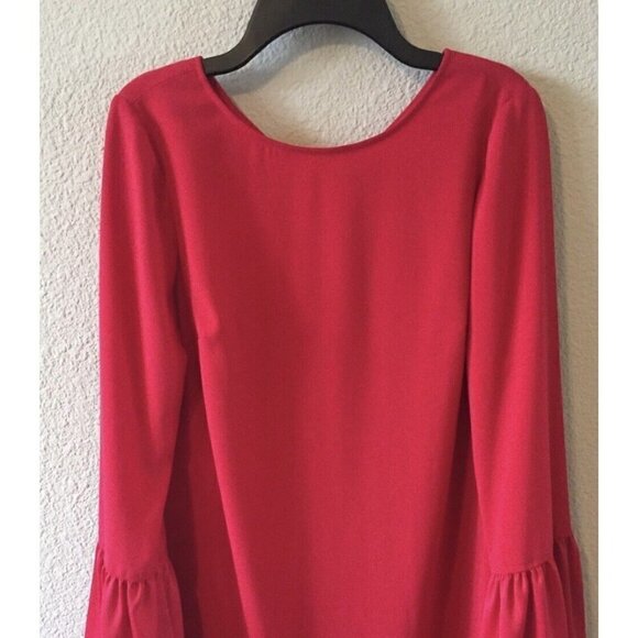 Cremieux Sz 4 Red Ruffle Bell Sleeve Shift Dress S Daniel Nordstroms - Picture 4 of 8